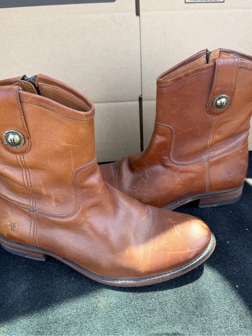 FRYE Melissa Cowgirl Brown Leather Ankle Boots - FRYE